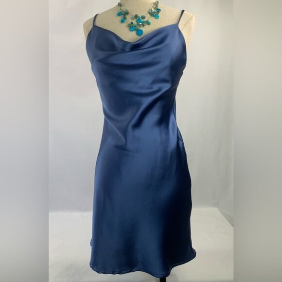 Satin Slip Dress Intimate Sleepwear Pretty‎ is Power Blue Women’s Size Medium - Picture 1 of 15